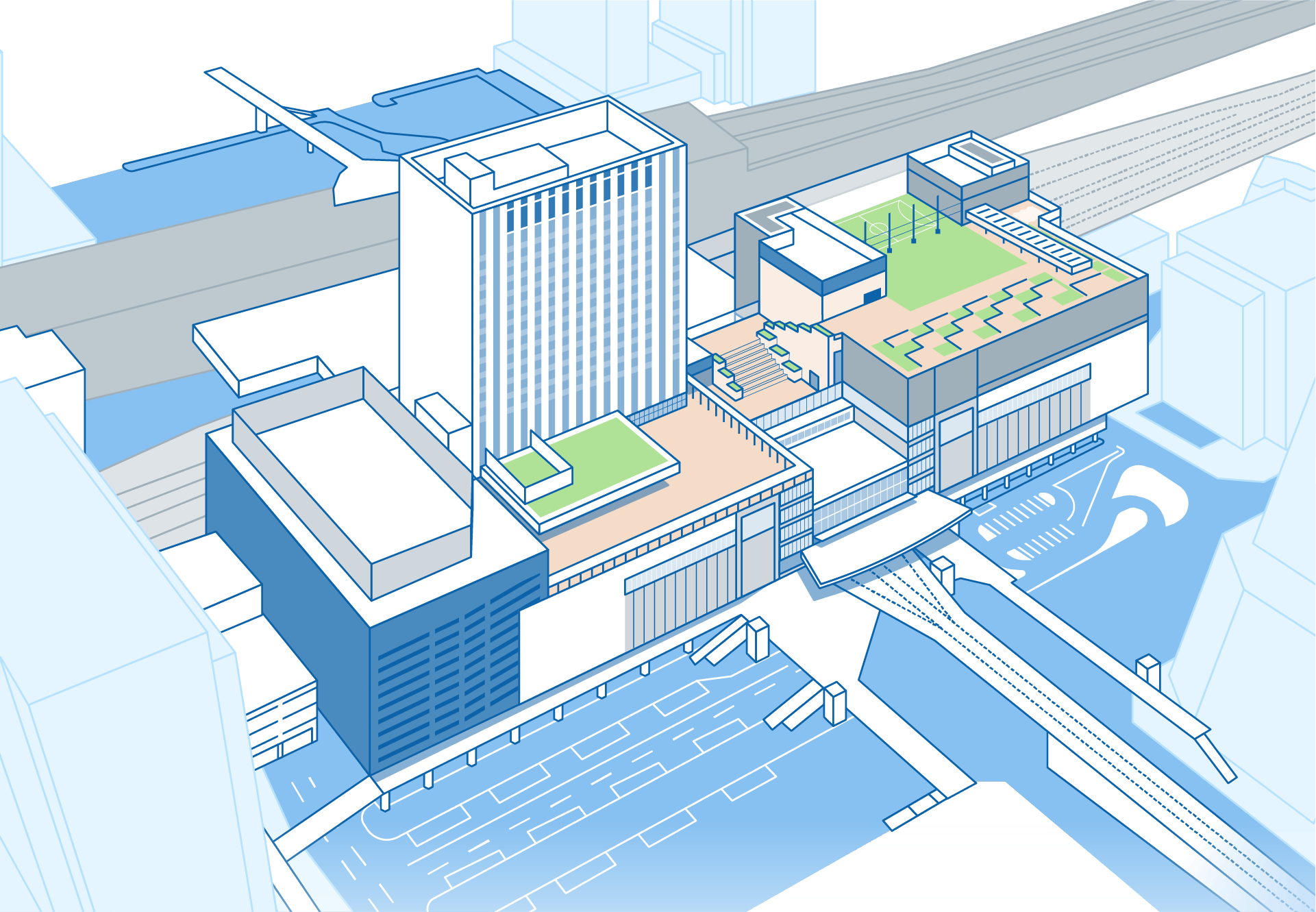 ミナモア・広島駅ビル俯瞰ガイドマップ