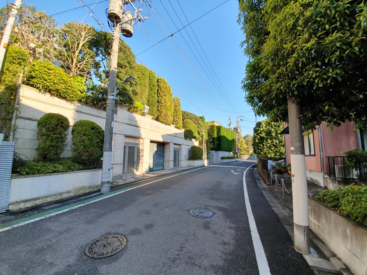田園調布の低層住宅街。容積率100〜150%の第一種低層住居専用地域が広がる